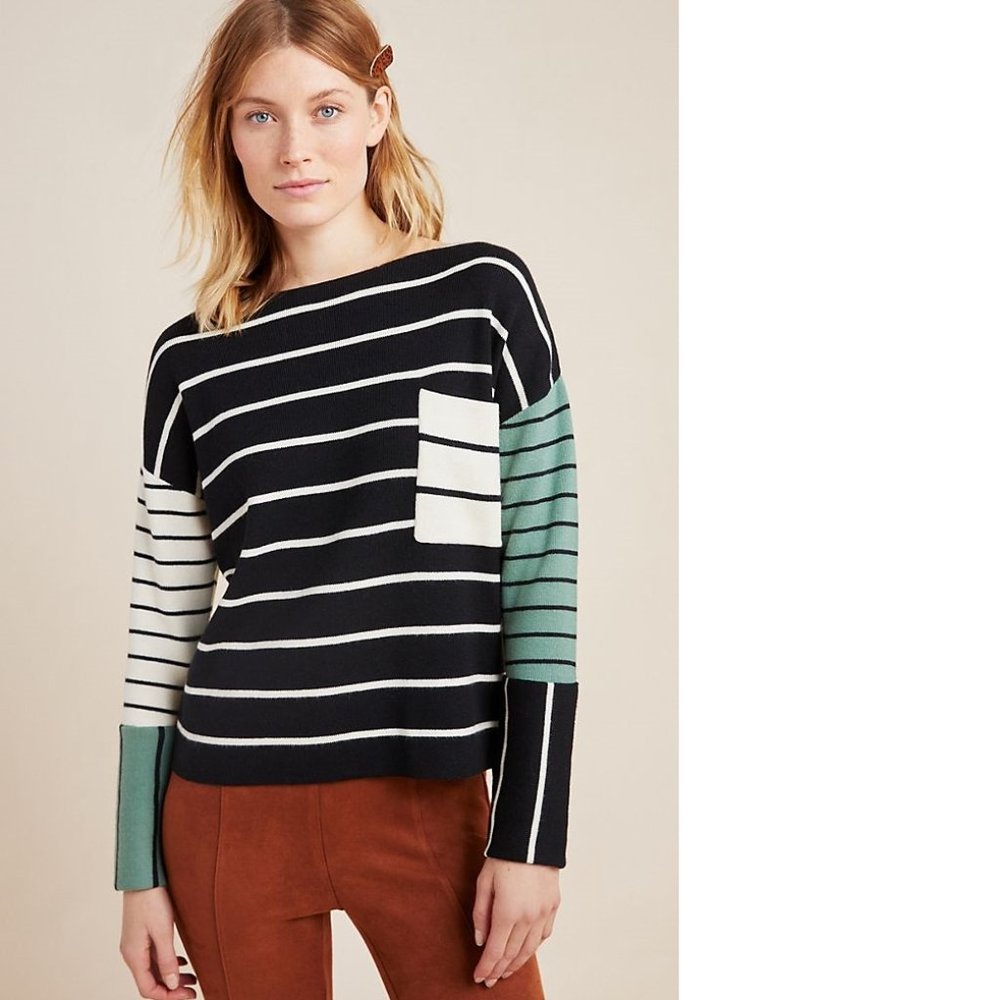 NEW Anthropologie Faye Striped Sweater - Picture 4 of 4
